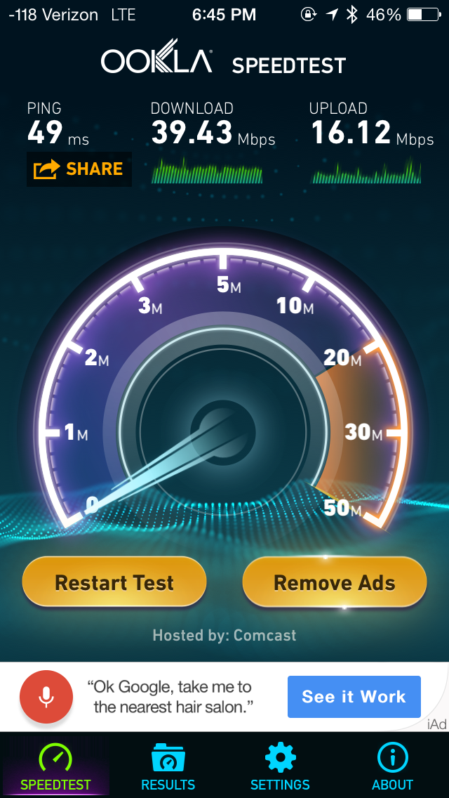 We installed a Wilson Cell Phone Signal Booster at a customer in Columbus, Ohio. This image is when the Mobile Phone Signal Amplifier is powered up. A huge improvement!!!